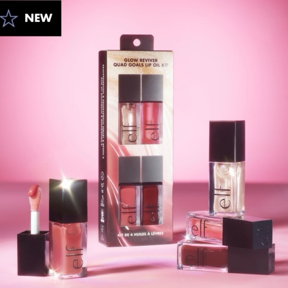 e.l.f. Glow Reviver Quad Goals Lip Oil Kit – 4-Piece Set | NWT